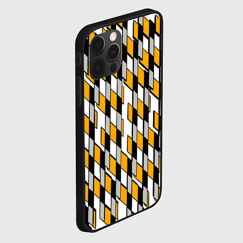 Чехол iPhone 12 Pro Max Киберпанк узор чёрно-жёлтый на белом фоне / 3D-Черный – фото 2