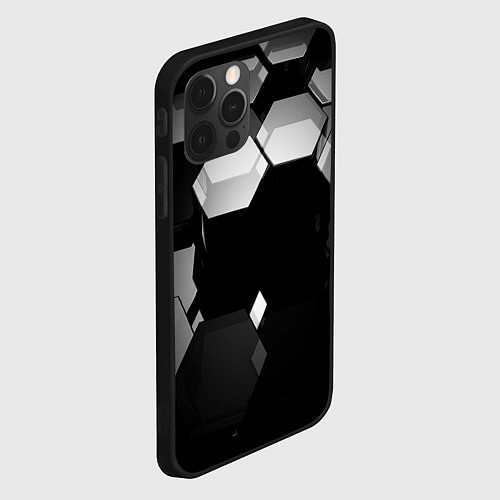 Чехол iPhone 12 Pro Max Нано соты шестиугольник / 3D-Черный – фото 2