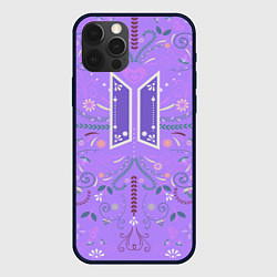 Чехол для iPhone 12 Pro Max BTS - ARMY Цветочный принт, цвет: 3D-черный