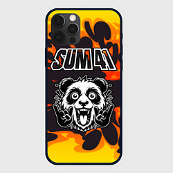 Чехол для iPhone 12 Pro Max Sum41 рок панда и огонь, цвет: 3D-черный