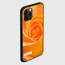 Чехол для iPhone 12 Pro Max Оранжевая роза - woman, цвет: 3D-черный — фото 2