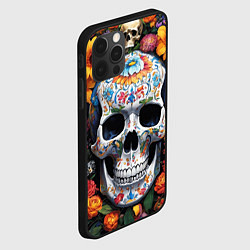 Чехол для iPhone 12 Pro Max Bright colors and a skull, цвет: 3D-черный — фото 2