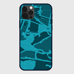 Чехол для iPhone 12 Pro Max Изумрудно-бирюзовая графика, цвет: 3D-черный