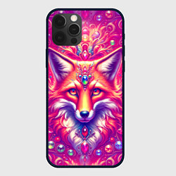 Чехол для iPhone 12 Pro Max Лиса с драгоценными камнями, цвет: 3D-черный