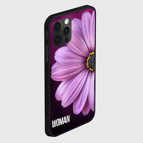 Чехол iPhone 12 Pro Max Фиолетовый цветок - WOMAN / 3D-Черный – фото 2