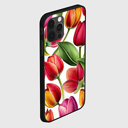 Чехол для iPhone 12 Pro Max Паттерн с тюльпанами, цвет: 3D-черный — фото 2