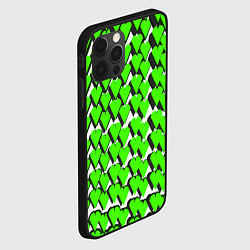 Чехол для iPhone 12 Pro Max Зелёные сердечки на белом фоне, цвет: 3D-черный — фото 2