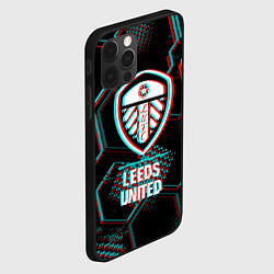 Чехол для iPhone 12 Pro Max Leeds United FC в стиле glitch на темном фоне, цвет: 3D-черный — фото 2