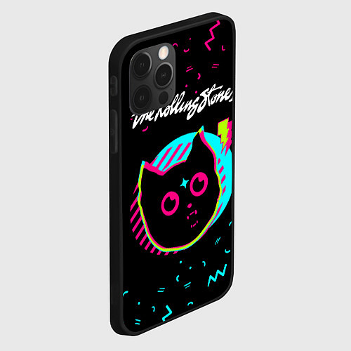 Чехол iPhone 12 Pro Max Rolling Stones - rock star cat / 3D-Черный – фото 2