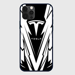 Чехол для iPhone 12 Pro Max Tesla - black and white, цвет: 3D-черный