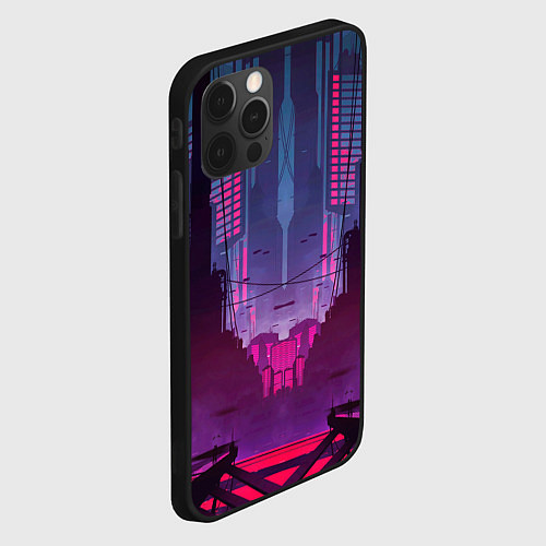 Чехол iPhone 12 Pro Max Кибер город / 3D-Черный – фото 2