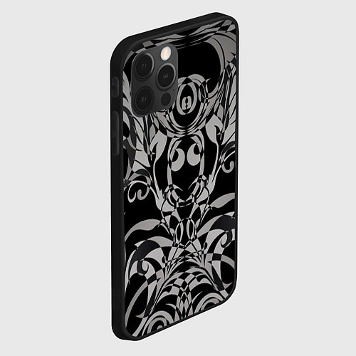 Чехол iPhone 12 Pro Max Серые паттерны / 3D-Черный – фото 2