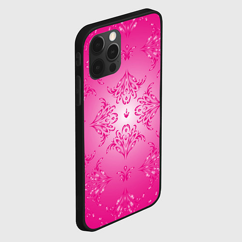 Чехол iPhone 12 Pro Max Узоры на розовом фоне / 3D-Черный – фото 2