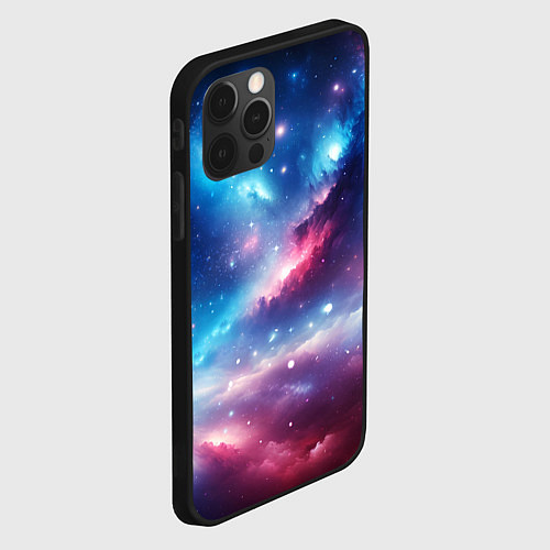 Чехол iPhone 12 Pro Max Розово-голубой космический пейзаж / 3D-Черный – фото 2