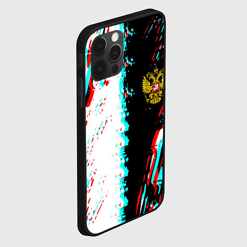 Чехол iPhone 12 Pro Max Россия глитч краски текстура спорт / 3D-Черный – фото 2