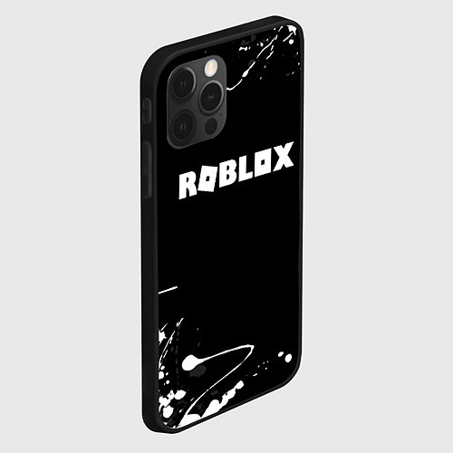 Чехол iPhone 12 Pro Max Roblox текстура краски белые / 3D-Черный – фото 2
