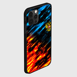 Чехол для iPhone 12 Pro Max Герб России огненный стиль, цвет: 3D-черный — фото 2