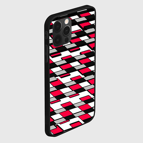 Чехол iPhone 12 Pro Max Красные четырёхугольники на белом фоне / 3D-Черный – фото 2