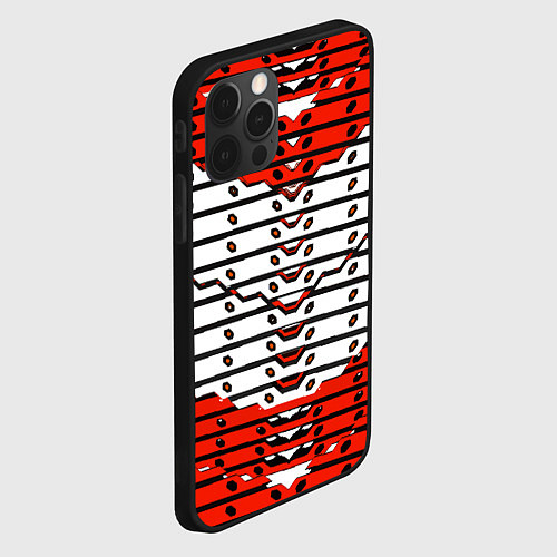 Чехол iPhone 12 Pro Max Красно-белая техно броня / 3D-Черный – фото 2
