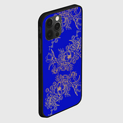 Чехол для iPhone 12 Pro Max Узоры на синем, цвет: 3D-черный — фото 2