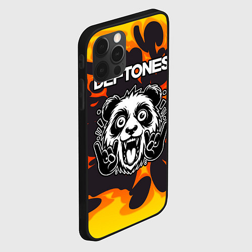 Чехол iPhone 12 Pro Max Deftones рок панда и огонь / 3D-Черный – фото 2