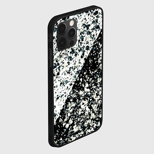 Чехол iPhone 12 Pro Max Абстрактный чёрно-белый пятнистый / 3D-Черный – фото 2
