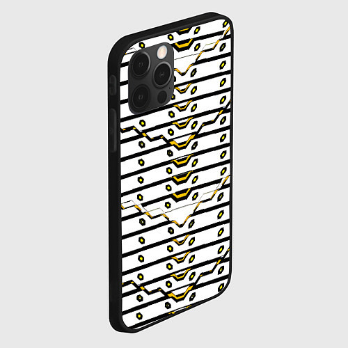 Чехол iPhone 12 Pro Max Жёлто-белая техно броня / 3D-Черный – фото 2