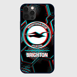Чехол для iPhone 12 Pro Max Brighton FC в стиле glitch на темном фоне, цвет: 3D-черный