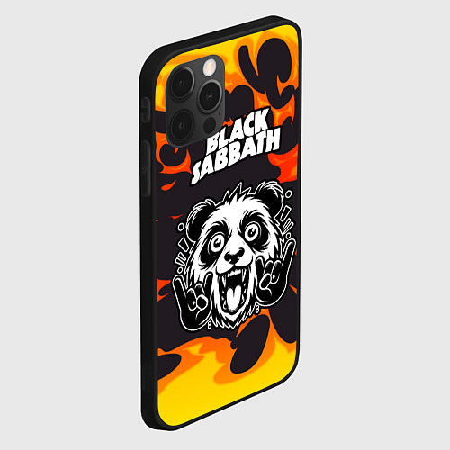 Чехол iPhone 12 Pro Max Black Sabbath рок панда и огонь / 3D-Черный – фото 2