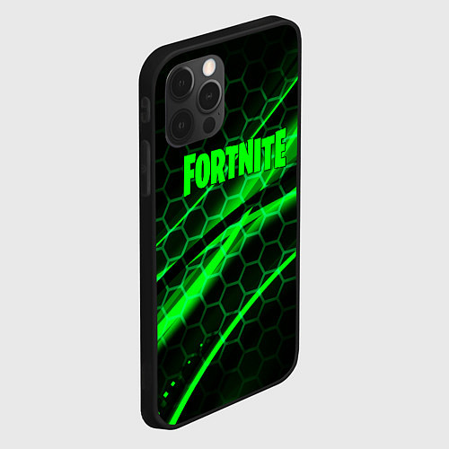 Чехол iPhone 12 Pro Max Fortnite epic броня зелёная / 3D-Черный – фото 2