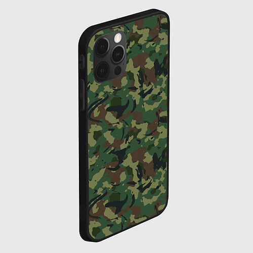 Чехол iPhone 12 Pro Max Камуфляж Woodland классический / 3D-Черный – фото 2