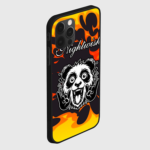 Чехол iPhone 12 Pro Max Nightwish рок панда и огонь / 3D-Черный – фото 2