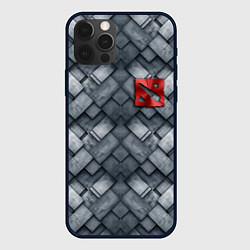 Чехол для iPhone 12 Pro Max Dota - metal texture logo, цвет: 3D-черный