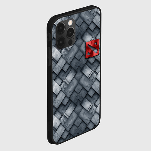 Чехол iPhone 12 Pro Max Dota - metal texture logo / 3D-Черный – фото 2