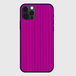 Чехол для iPhone 12 Pro Max Яркий розовый в полоску, цвет: 3D-черный