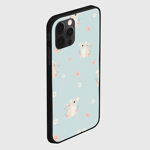 Чехол iPhone 12 Pro Max Коалы и цветы / 3D-Черный – фото 2