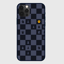Чехол для iPhone 12 Pro Max Синяя шахматная доска, цвет: 3D-черный
