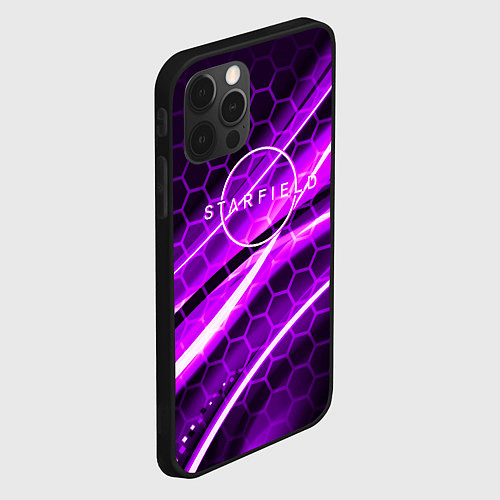 Чехол iPhone 12 Pro Max Starfield game logo neon / 3D-Черный – фото 2