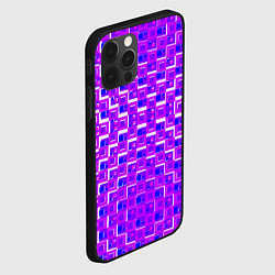 Чехол для iPhone 12 Pro Max Фиолетовые квадраты на белом фоне, цвет: 3D-черный — фото 2