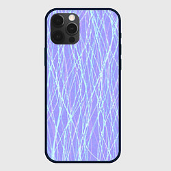 Чехол для iPhone 12 Pro Max Светлый сиреневый с неоновыми линиями, цвет: 3D-черный