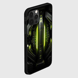 Чехол для iPhone 12 Pro Max Яркая зеленая неоновая киберброня, цвет: 3D-черный — фото 2