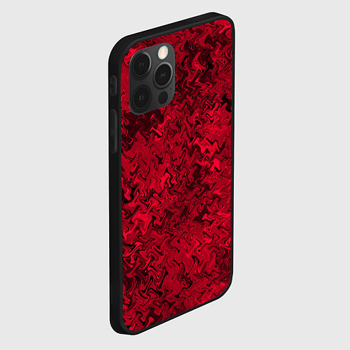 Чехол iPhone 12 Pro Max Абстрактная текстура тёмно-красный / 3D-Черный – фото 2