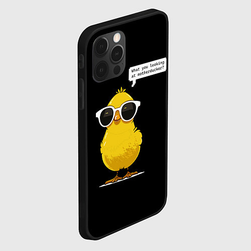 Чехол iPhone 12 Pro Max Утенок в очках / 3D-Черный – фото 2