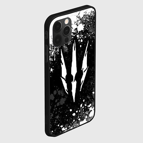 Чехол iPhone 12 Pro Max The Witcher - Ведьмак белый волк / 3D-Черный – фото 2