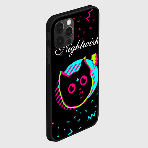 Чехол iPhone 12 Pro Max Nightwish - rock star cat / 3D-Черный – фото 2