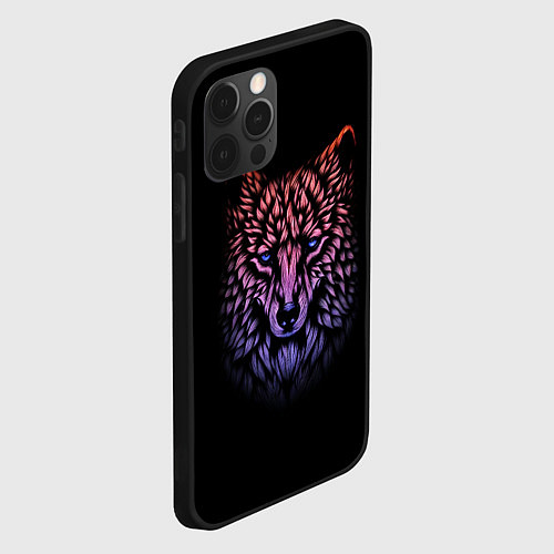 Чехол iPhone 12 Pro Max Realistic gradient wolf / 3D-Черный – фото 2