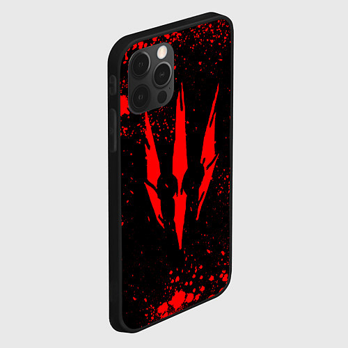 Чехол iPhone 12 Pro Max The witcher - Краскый логотип и брызги / 3D-Черный – фото 2