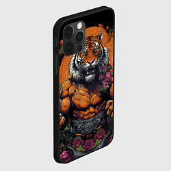 Чехол для iPhone 12 Pro Max Муай-Тай тигр в стойке боевые искусства, цвет: 3D-черный — фото 2