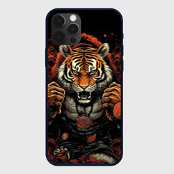 Чехол для iPhone 12 Pro Max Муай- Тай тигр в стойке боевые искусства, цвет: 3D-черный