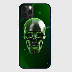 Чехол для iPhone 12 Pro Max Череп на зеленом фоне, цвет: 3D-черный